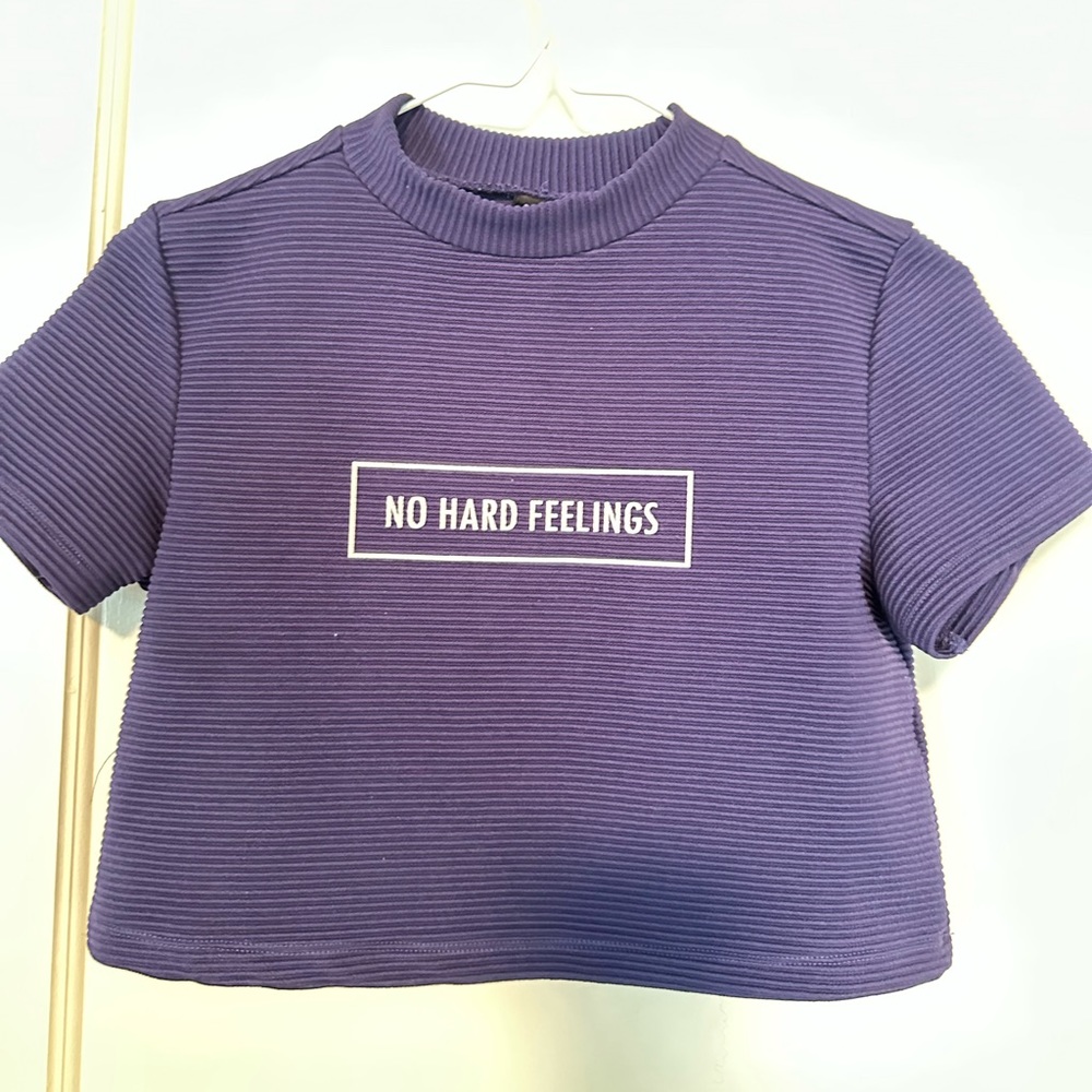 No hard feelings purple turtle neck crop top